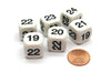 Pack of 6 Opaque Math Number (Numbered 19-24) 16mm Dice - White with Black