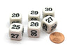 Pack of 6 Opaque Math Number (Numbered 25-30) 16mm Dice - White with Black