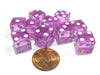 Set of 10 D6 Six-Sided 12mm Transparent Dice - Pink with White Pips