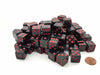 Pack of 100 Standard Sized 16mm Six-Sided Dice - Black with Red Pips