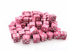 Pack of 100 Standard Sized 16mm Six-Sided Dice - Pink with White Pips