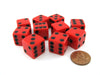 Set of 10 Six Sided Square Opaque 16mm D6 Dice - Red with Black Pip Die