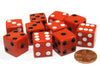 Set of 10 D6 16mm Dice, Inverted Pips - 5 Red with White and 5 Red with Black