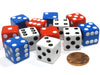 Set of 12 Six Sided 16mm D6 Dice - Patriotic USA 4 Each of Red White & Blue