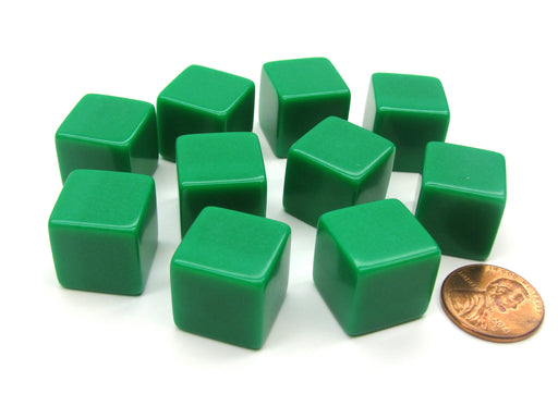 Set of 10 D6 16mm Blank Opaque Dice - Green