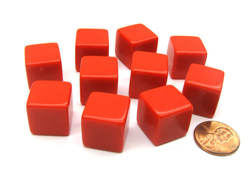 Set of 10 D6 16mm Blank Opaque Dice - Red