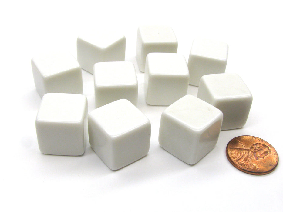 Set of 10 D6 16mm Blank Opaque Dice - White