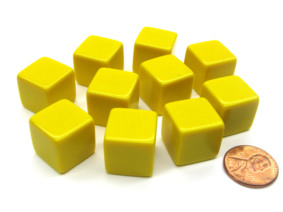 Set of 10 D6 16mm Blank Opaque Dice - Yellow