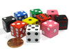Set of 10 D6 16mm Assorted Dice-White Blue Green Yellow Pink(2) Black(2) Red(2)