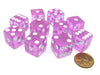 Pack of 10 16mm D6 Square Edge Transparent Dice - Pink with White Pips