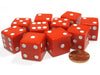 Set of 10 Large Six Sided Square Opaque 19mm D6 Dice - Red with White Pips