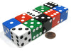 Pack of 10 Jumbo Large 25mm D6 Dice- 2 each of: Red, White, Blue, Black, Green