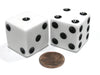 Set of 2 D6 25mm Large Opaque Jumbo Dice - White with Black Pips