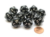 Pack of 10 20-Sided D10 Dice Numbered 0-9 Twice - Black with White Numbers