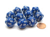 Pack of 10 20-Sided D10 Dice Numbered 0-9 Twice - Blue with White Numbers