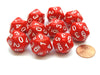 Pack of 10 20-Sided D10 Dice Numbered 0-9 Twice - Red with White Numbers