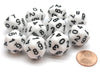 Pack of 10 20-Sided D10 Dice Numbered 0-9 Twice - White with Black Numbers