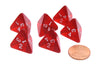 Pack of 6 D4 Transparent Dice - Red with White Numbers