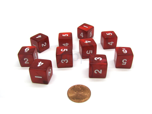Pack of 10 D6 16mm Koplow Games Pearl Numbered Dice - Red