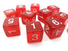 Pack of 10 Transparent 6-Sided D6 16mm Numbered Dice - Red