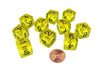 Pack of 10 Transparent 6-Sided D6 16mm Numbered Dice - Yellow