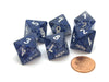 Pack of 6 D8 8-Sided Glitter Dice - Blue with White Numbers