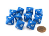 Pack of 10 D8 8-Sided 15mm Opaque Dice - Blue with White Numbers