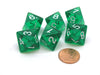 Pack of 6 D8 Transparent 8-Sided Dice - Green with White Numbers
