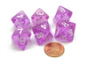 Pack of 6 D8 Transparent 8-Sided Dice - Purple with White Numbers