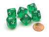 Pack of 6 D10 Transparent 10-Sided Dice - Green with White Numbers