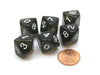 Pack of 6 D10 Transparent 10-Sided Dice - Smoke (Black) with White Numbers