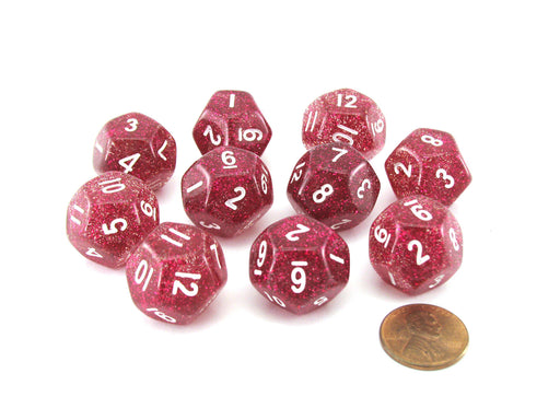 Pack of 10 D12 20mm Koplow Games Glitter Dice - Purple