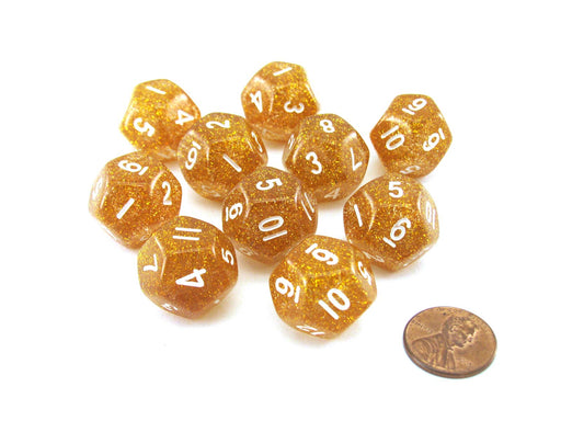 Pack of 10 D12 20mm Koplow Games Glitter Dice - Yellow