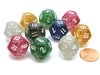 Pack of 10 D12 Glitter 12-Sided Dice - Assorted Colors