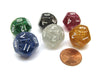 Pack of 6 D12 Glitter Dice - Black, Blue, Clear, Green, Purple, Yellow