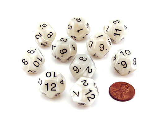 Pack of 10 D12 18mm Koplow Games Pearl Dice - Gray