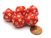 Set of 5 Twenty Sided 19mm D20 Opaque Dice RPG D&D Red with White Numbers Die