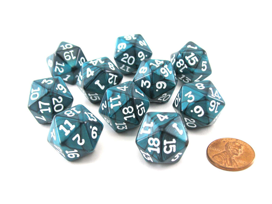 Pack of 10 D20 20mm Koplow Games Pearl Dice - Emerald — Pippd