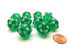 Pack of 10 Transparent 20 Sided D20 20mm Dice - Green