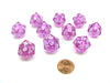 Pack of 10 Transparent 20 Sided D20 20mm Dice - Orchid