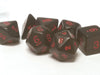 Polyhedral 7-Die Opaque Dice Set - Black with Red Numbers