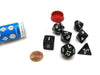 Polyhedral 7-Die Opaque Dice Set - Black with White Numbers