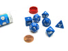 Polyhedral 7-Die Opaque Dice Set - Blue with White Numbers