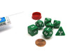Polyhedral 7-Die Opaque Dice Set - Green with White Numbers