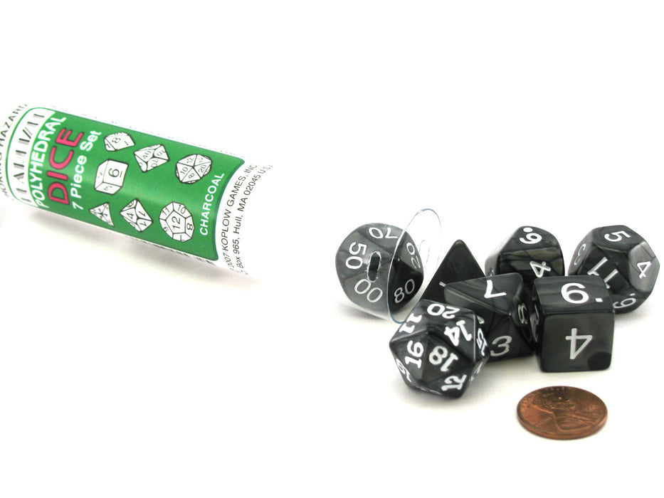 Polyhedral 7-Die Pearlized Dice Set - Charcoal