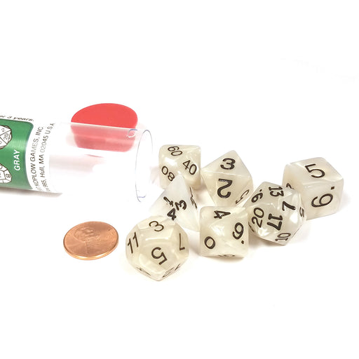 Polyhedral 7-Die Pearlized Dice Set - Gray