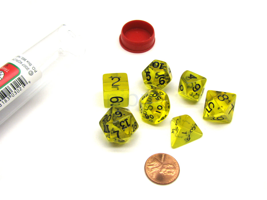Polyhedral 7-Die Transparent Dice Set - Yellow