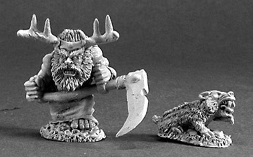 Reaper Miniatures Dwarf Druid and Badger #03216 Dark Heaven Unpainted Metal