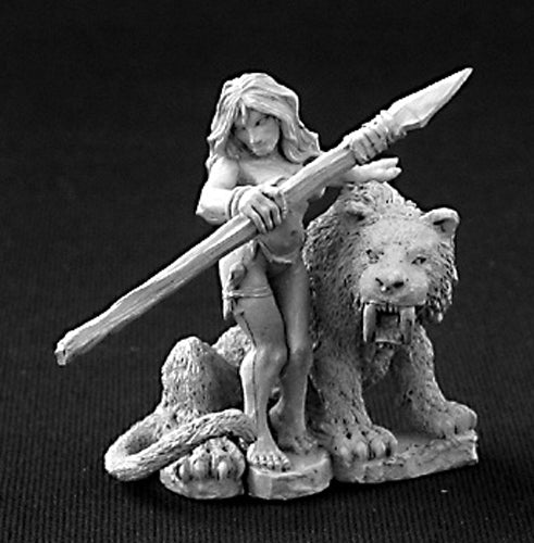 Reaper Miniatures Unpainted Jungle Girl w/ Sabre Tooth Tiger #03253 Dark Heaven