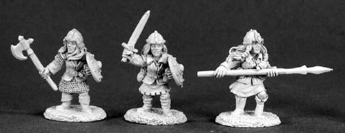 Reaper Miniatures Female Dwarves (3 Pcs) #03306 Dark Heaven Unpainted Metal